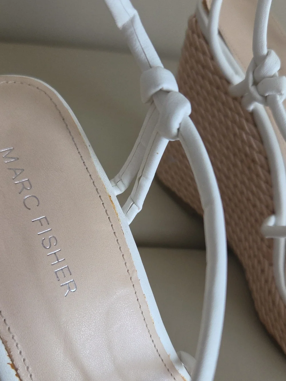 Marc Fisher White Strappy Wedge Sandals
